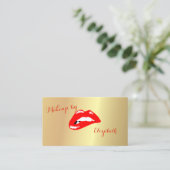 Elegant geavanceerde, moderne, goudrode lips visitekaartje (Staand voorkant)