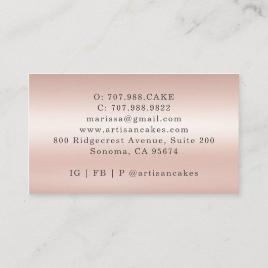 Elegant gebak Schuif Roos Gold Glitter Drivers Visitekaartje (Achterkant)