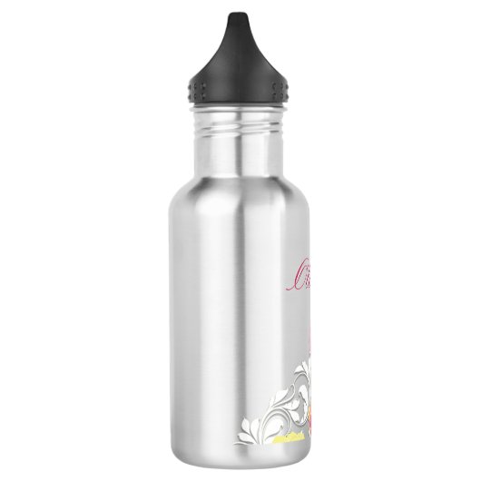 Elegant gebeeldhouwd pastelbloem gepersonaliseerd waterfles  (Links)