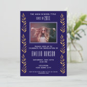 Elegant gebladerte Afstuderen foto afstudeerfeest Kaart (Staand voorkant)