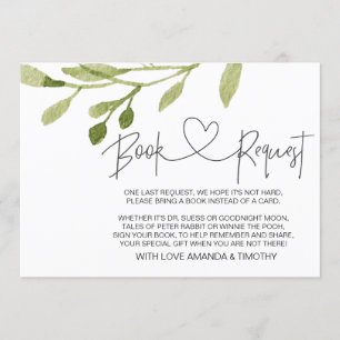 Elegant gebladerte Baby shower boek aanvraag Kaart