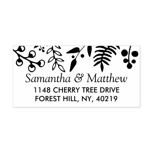 Elegant gebladerte bloemenbruiloft zelfinktende stempel (Design)