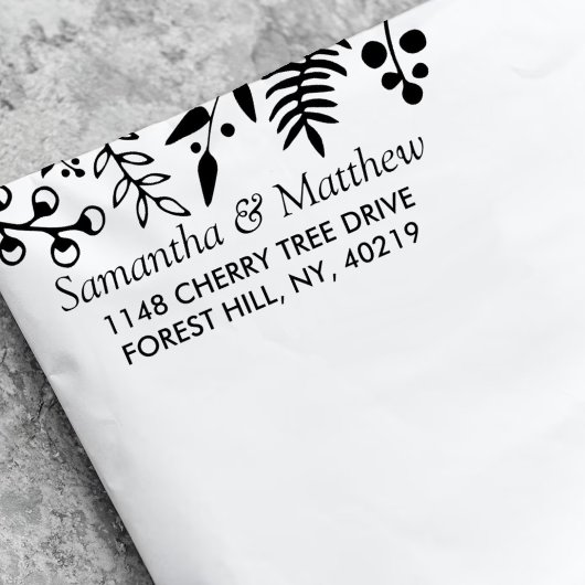 Elegant gebladerte bloemenbruiloft zelfinktende stempel