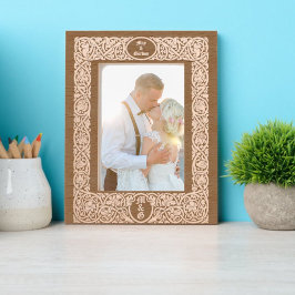 Elegant gebladerte & bloemenrand gegraveerde lijstjes