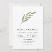 Elegant gebladerte. Eenvoudige moderne trouw Kaart (Voorkant)