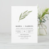 Elegant gebladerte. Eenvoudige moderne trouw Kaart (Staand voorkant)