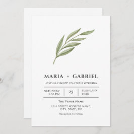 Elegant gebladerte. Eenvoudige moderne trouw Kaart