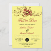 Elegant  gebladerte geel Herfst bloemenbruiloft Kaart (Voorkant)