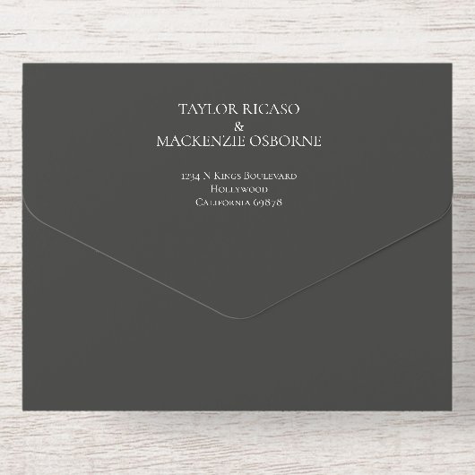 Elegant gebladerte gepersonaliseerde bruiloft all in one uitnodiging (Achterzijde)