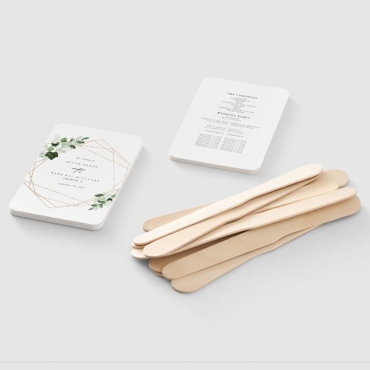 Elegant gebladerte & Gouden Huwelijksprogramma Han Handwaaier (Niet-gemonteerd)