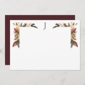 Elegant gebladerte groen goud monogram bedankkaart (Voorkant / Achterkant)