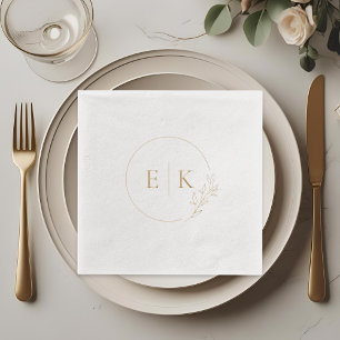 Elegant gebladerte Initialen bruiloft Logo Folie Servetten