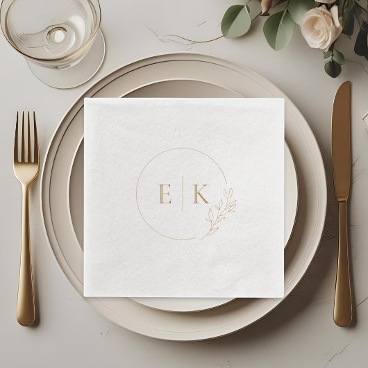 Elegant gebladerte Initialen bruiloft Logo Folie Servetten