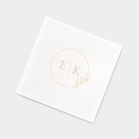 Elegant gebladerte Initialen bruiloft Logo Folie Servetten (Links)