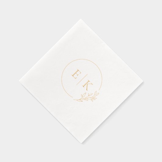 Elegant gebladerte Initialen bruiloft Logo Folie Servetten (Rechts)