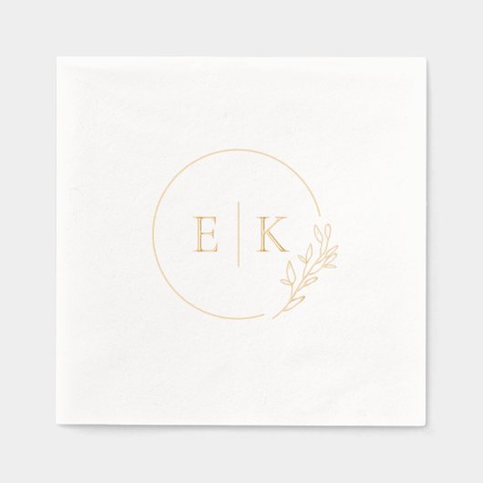 Elegant gebladerte Initialen bruiloft Logo Folie Servetten (Voorkant)