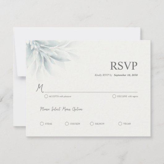 Elegant gebladerte modern RSVP kaartje (Voorkant)