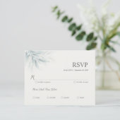 Elegant gebladerte modern RSVP kaartje (Staand voorkant)