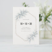 Elegant gebladerte modern save the date (Staand voorkant)
