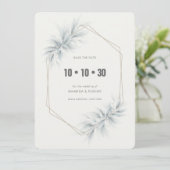 Elegant gebladerte modern save the date (Staand voorkant)