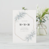 Elegant gebladerte modern save the date (Staand voorkant)