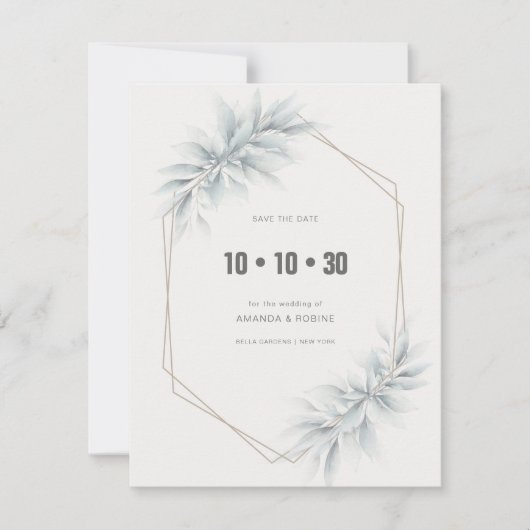 Elegant gebladerte modern save the date (Voorkant)