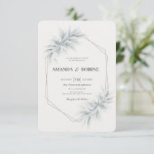 Elegant gebladerte moderne bruiloft kaart (Staand voorkant)