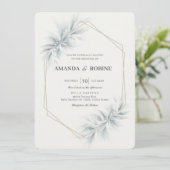 Elegant gebladerte moderne bruiloft kaart (Staand voorkant)