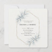 Elegant gebladerte moderne bruiloft kaart (Voorkant)