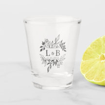 Elegant gebladerte paar Monogram Huwelijksgunst