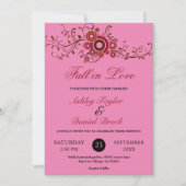 Elegant  gebladerte roze Herfst bloemenbruiloft Kaart (Voorkant)