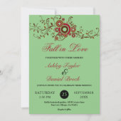 Elegant  gebladerte Sage Herfst Bloemenbruiloft Kaart (Voorkant)