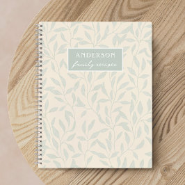 Elegant gebladerte salie en beige familierecept notitieboek