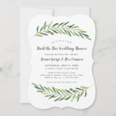 Elegant gebladerte stock de bar bruiloft douche kaart (Voorkant)