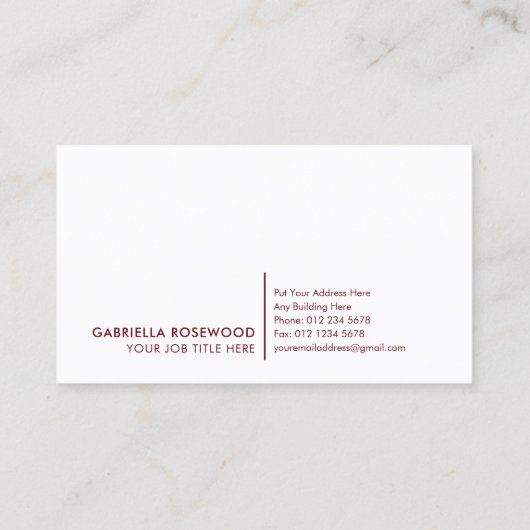 Elegant gebogen Abstract goudrood Visitekaartje (Achterkant)