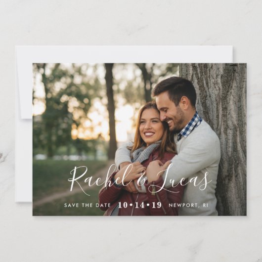 Elegant gebogen | De foto bewaart de Datum Save The Date (Voorkant)