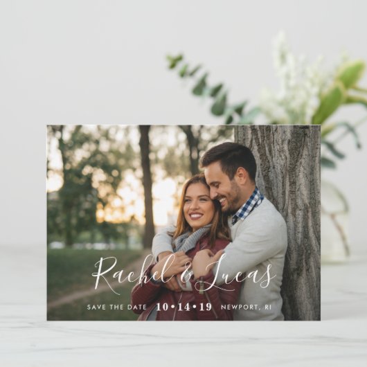 Elegant gebogen | De foto bewaart de Datum Save The Date (Staand voorkant)