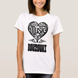 Elegant gebogen hart voor Bouzouki-liefhebbers T-shirt