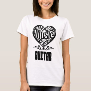 Elegant gebogen hart voor gitaarliefhebbers t-shirt