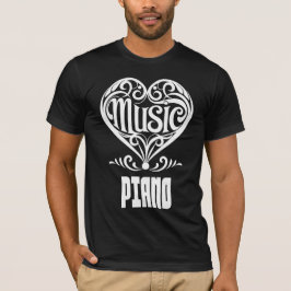 Elegant gebogen hart voor pianoliefhebbers t-shirt