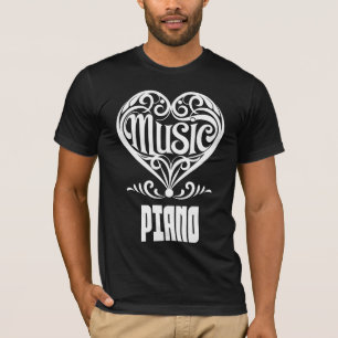 Elegant gebogen hart voor pianoliefhebbers t-shirt