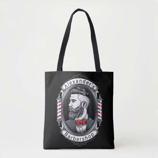 Elegant gebogen Man Barbershop Personaliseren Tote Bag (Voorkant)