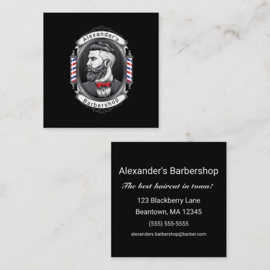 Elegant gebogen Man Square Vierkante Visitekaartje (Voorkant / Achterkant)