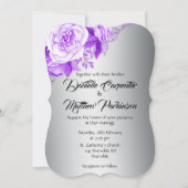 Elegant gebogen Paarse Rozen zilveren bruiloft Kaart (Voorkant)
