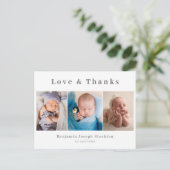 Elegant geboortebericht, liefde en bedankt briefkaart (Staand voorkant)