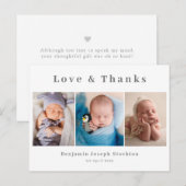 Elegant geboortebericht, liefde en bedankt briefkaart (Voorkant / Achterkant)