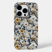 Elegant Geborduurd Gouden Bloempatroon Case-Mate iPhone Case (Achterkant)