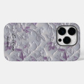 Elegant Geborduurd Lavendel Bloempatroon Case-Mate iPhone Case (Achterkant (horizontaal))