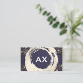 Elegant geborsteld | bladgoudpatroon visitekaartje (Staand voorkant)