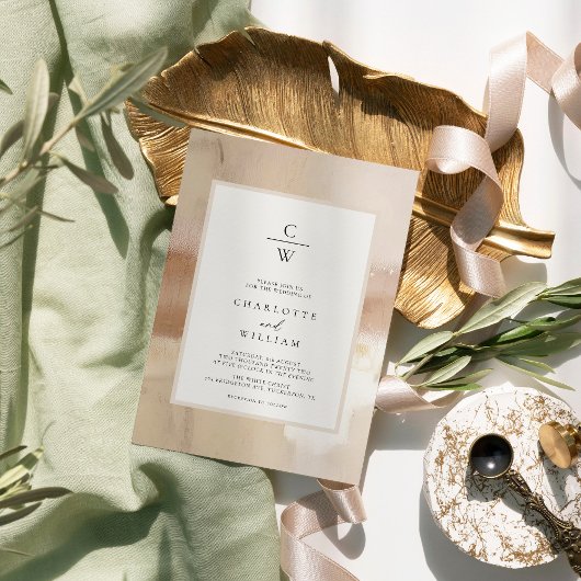 Elegant Geborsteld Goud Abstract Bruiloft Kaart